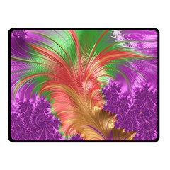 Fractal Purple Green Orange Yellow Fleece Blanket (small) by Pakrebo