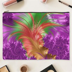 Fractal Purple Green Orange Yellow Cosmetic Bag (xxxl) by Pakrebo