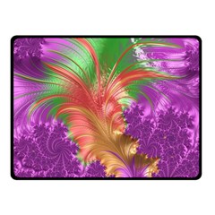 Fractal Purple Green Orange Yellow Double Sided Fleece Blanket (small)  by Pakrebo