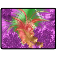 Fractal Purple Green Orange Yellow Double Sided Fleece Blanket (large)  by Pakrebo