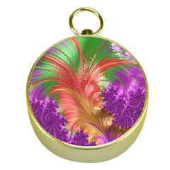 Fractal Purple Green Orange Yellow Gold Compasses by Pakrebo