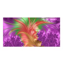 Fractal Purple Green Orange Yellow Satin Shawl by Pakrebo