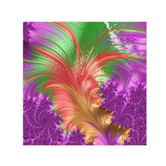 Fractal Purple Green Orange Yellow Small Satin Scarf (square) by Pakrebo