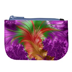 Fractal Purple Green Orange Yellow Large Coin Purse by Pakrebo