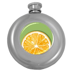 Pop Art Orange  Round Hip Flask (5 Oz) by Valentinaart