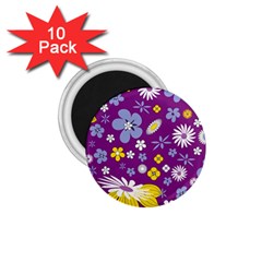 Floral Flowers Wallpaper Paper 1 75  Magnets (10 Pack)  by Pakrebo