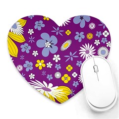 Floral Flowers Wallpaper Paper Heart Mousepads by Pakrebo