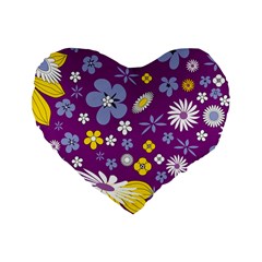 Floral Flowers Wallpaper Paper Standard 16  Premium Heart Shape Cushions by Pakrebo