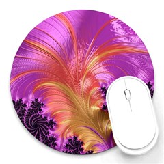 Fractal Puffy Feather Art Artwork Round Mousepads by Pakrebo