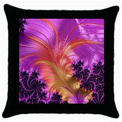 Fractal Puffy Feather Art Artwork Throw Pillow Case (black) by Pakrebo