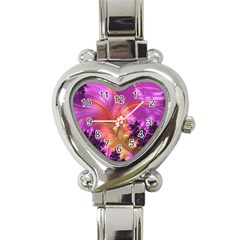 Fractal Puffy Feather Art Artwork Heart Italian Charm Watch