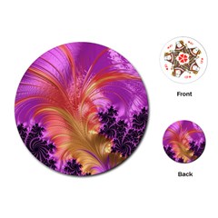 Fractal Puffy Feather Art Artwork Playing Cards (round) by Pakrebo