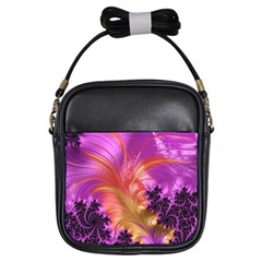 Fractal Puffy Feather Art Artwork Girls Sling Bag by Pakrebo