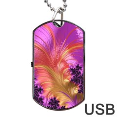 Fractal Puffy Feather Art Artwork Dog Tag Usb Flash (one Side) by Pakrebo