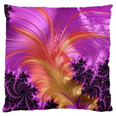 Fractal Puffy Feather Art Artwork Large Flano Cushion Case (one Side) by Pakrebo