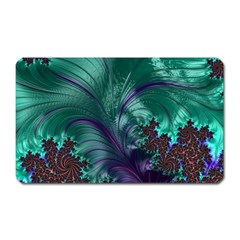 Fractal Turquoise Feather Swirl Magnet (Rectangular)