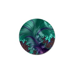 Fractal Turquoise Feather Swirl Golf Ball Marker (4 pack)