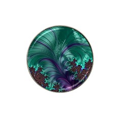 Fractal Turquoise Feather Swirl Hat Clip Ball Marker