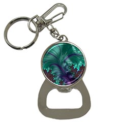 Fractal Turquoise Feather Swirl Bottle Opener Key Chains