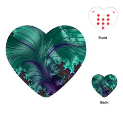 Fractal Turquoise Feather Swirl Playing Cards (Heart)