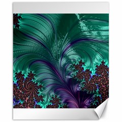 Fractal Turquoise Feather Swirl Canvas 16  x 20 