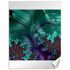 Fractal Turquoise Feather Swirl Canvas 18  x 24 