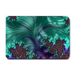 Fractal Turquoise Feather Swirl Small Doormat 