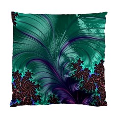 Fractal Turquoise Feather Swirl Standard Cushion Case (One Side)