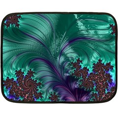 Fractal Turquoise Feather Swirl Fleece Blanket (Mini)