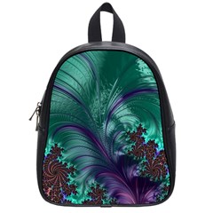 Fractal Turquoise Feather Swirl School Bag (Small)