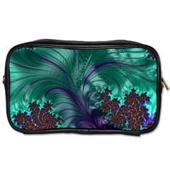 Fractal Turquoise Feather Swirl Toiletries Bag (Two Sides)