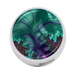 Fractal Turquoise Feather Swirl 4-Port USB Hub (One Side)