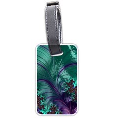 Fractal Turquoise Feather Swirl Luggage Tags (One Side) 