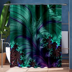 Fractal Turquoise Feather Swirl Shower Curtain 60  x 72  (Medium) 