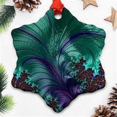 Fractal Turquoise Feather Swirl Ornament (Snowflake)