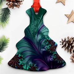 Fractal Turquoise Feather Swirl Christmas Tree Ornament (Two Sides)