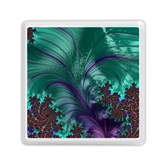 Fractal Turquoise Feather Swirl Memory Card Reader (Square)