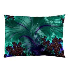 Fractal Turquoise Feather Swirl Pillow Case (Two Sides)