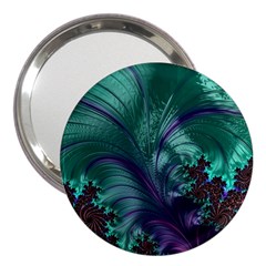 Fractal Turquoise Feather Swirl 3  Handbag Mirrors