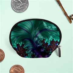 Fractal Turquoise Feather Swirl Accessory Pouch (Small)