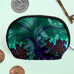 Fractal Turquoise Feather Swirl Accessory Pouch (Medium)