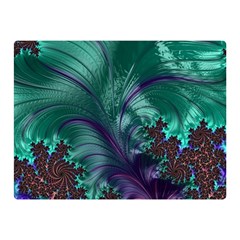 Fractal Turquoise Feather Swirl Double Sided Flano Blanket (Mini) 