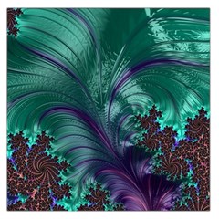 Fractal Turquoise Feather Swirl Large Satin Scarf (Square)