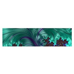 Fractal Turquoise Feather Swirl Satin Scarf (Oblong)