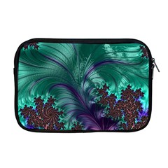 Fractal Turquoise Feather Swirl Apple MacBook Pro 17  Zipper Case