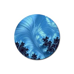 Fractal Art Feather Swirls Puffy Rubber Coaster (round)  by Pakrebo