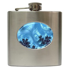 Fractal Art Feather Swirls Puffy Hip Flask (6 Oz) by Pakrebo