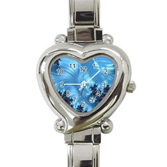 Fractal Art Feather Swirls Puffy Heart Italian Charm Watch