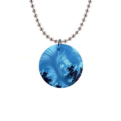 Fractal Art Feather Swirls Puffy 1  Button Necklace