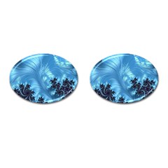 Fractal Art Feather Swirls Puffy Cufflinks (oval) by Pakrebo